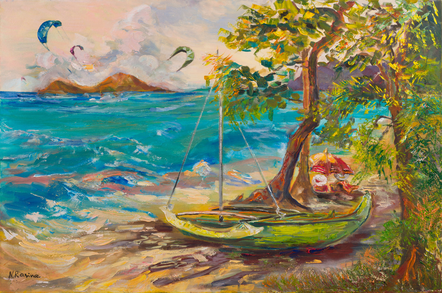 Sunlit horizons - Hawaiian landscape - Oil painting art original