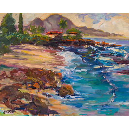 Three Tables Beach & Kalahopele Gulch - Oil Painting 20" x 16" - Pupukea - North Shore - Oahu - Hawaii