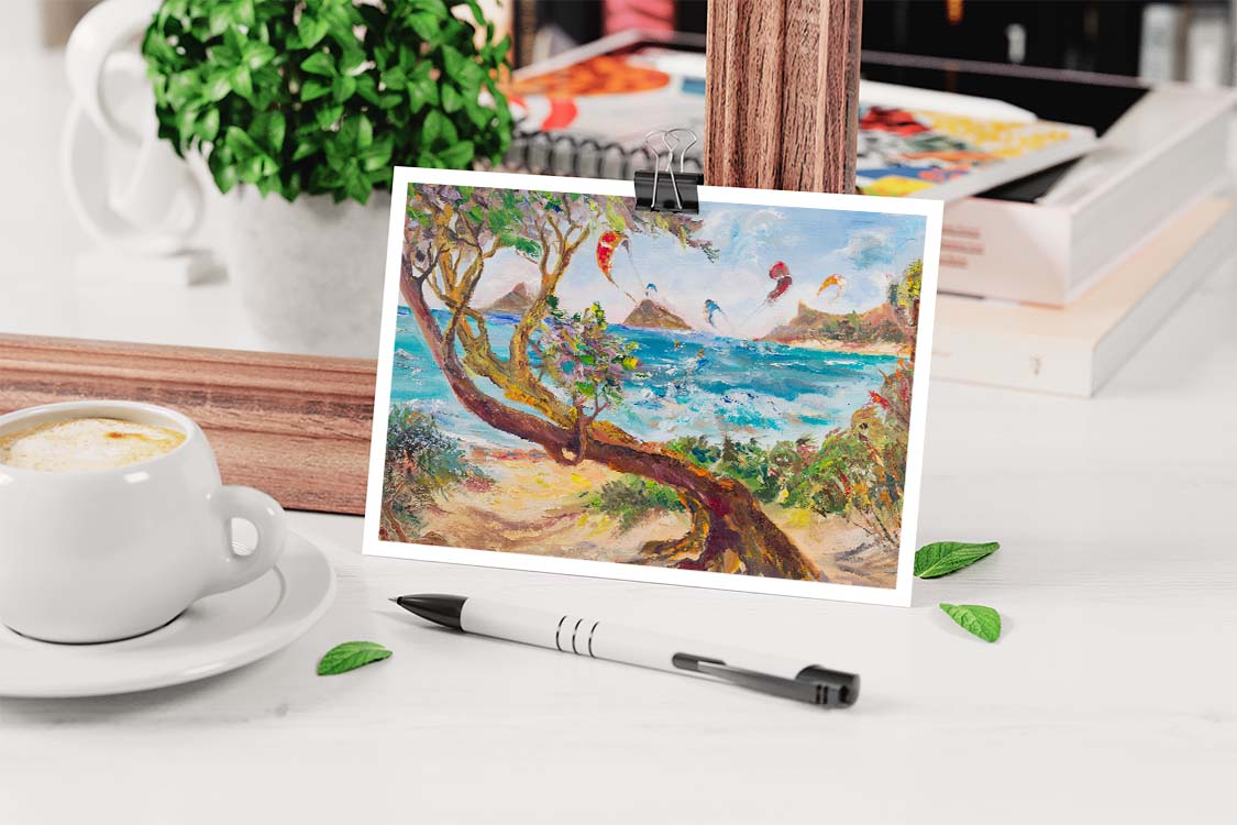 Mokulua Islands & Lanikai from Kalama Beach Park - Postcard 4" x 6" - Kailua - Oahu - Hawaii