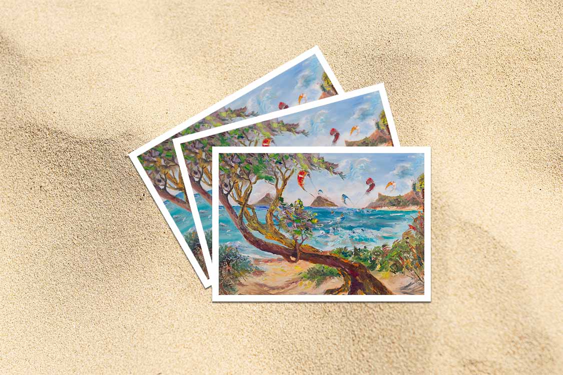 Mokulua Islands & Lanikai from Kalama Beach Park - Postcard 4" x 6" - Kailua - Oahu - Hawaii