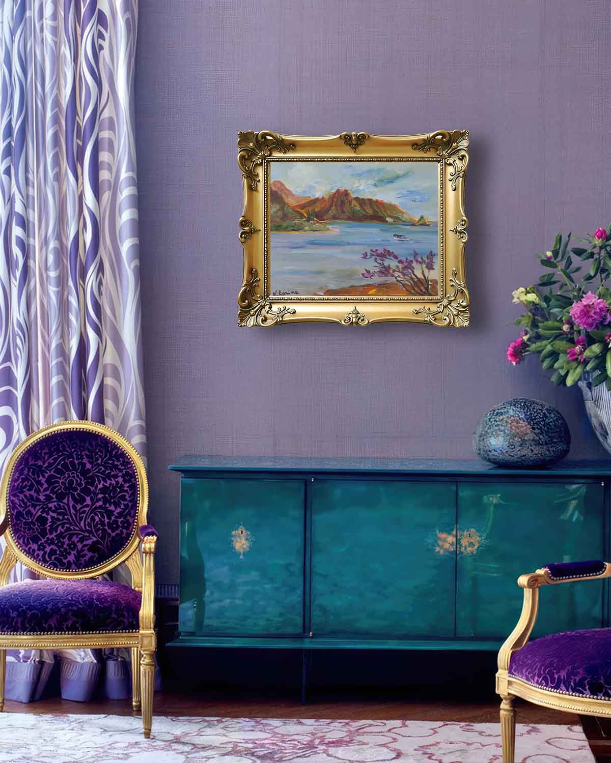 Pu'ukauai Mountain & He'eia Kea Boat Harbor - Oil Painting 14" x 11" - Kaneohe - Oahu - Hawaii