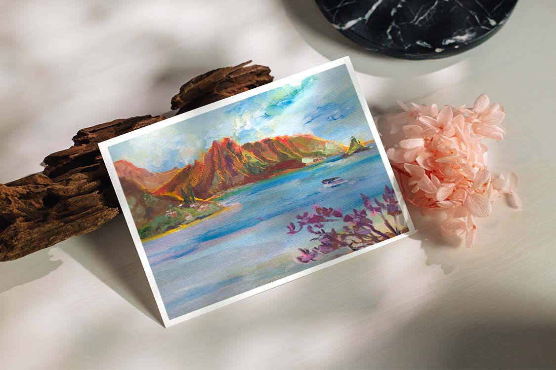 Pu'ukauai Mountain & He'eia Kea Boat Harbor - Postcard 4" x 6" - Kaneohe - Oahu - Hawaii