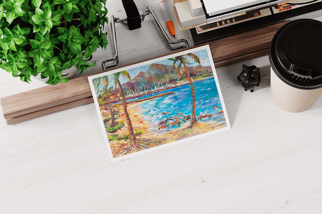 Haleiwa Beach Park view on Harbor & Alii Beach - Postcard 4" x 6" - North Shore - Oahu - Hawaii