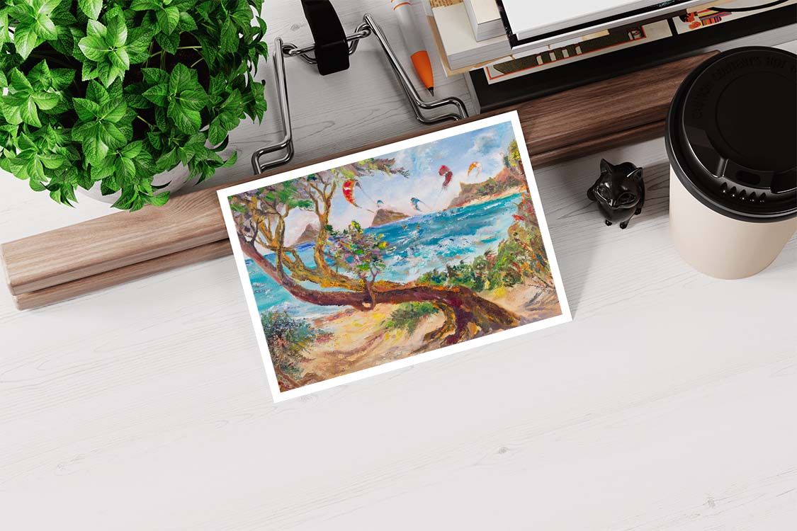 Mokulua Islands & Lanikai from Kalama Beach Park - Postcard 4" x 6" - Kailua - Oahu - Hawaii