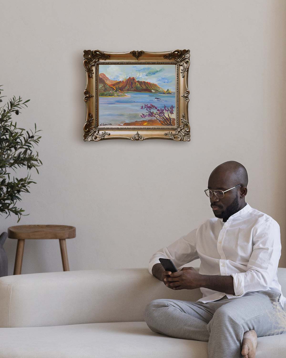 Pu'ukauai Mountain & He'eia Kea Boat Harbor - Oil Painting 14" x 11" - Kaneohe - Oahu - Hawaii