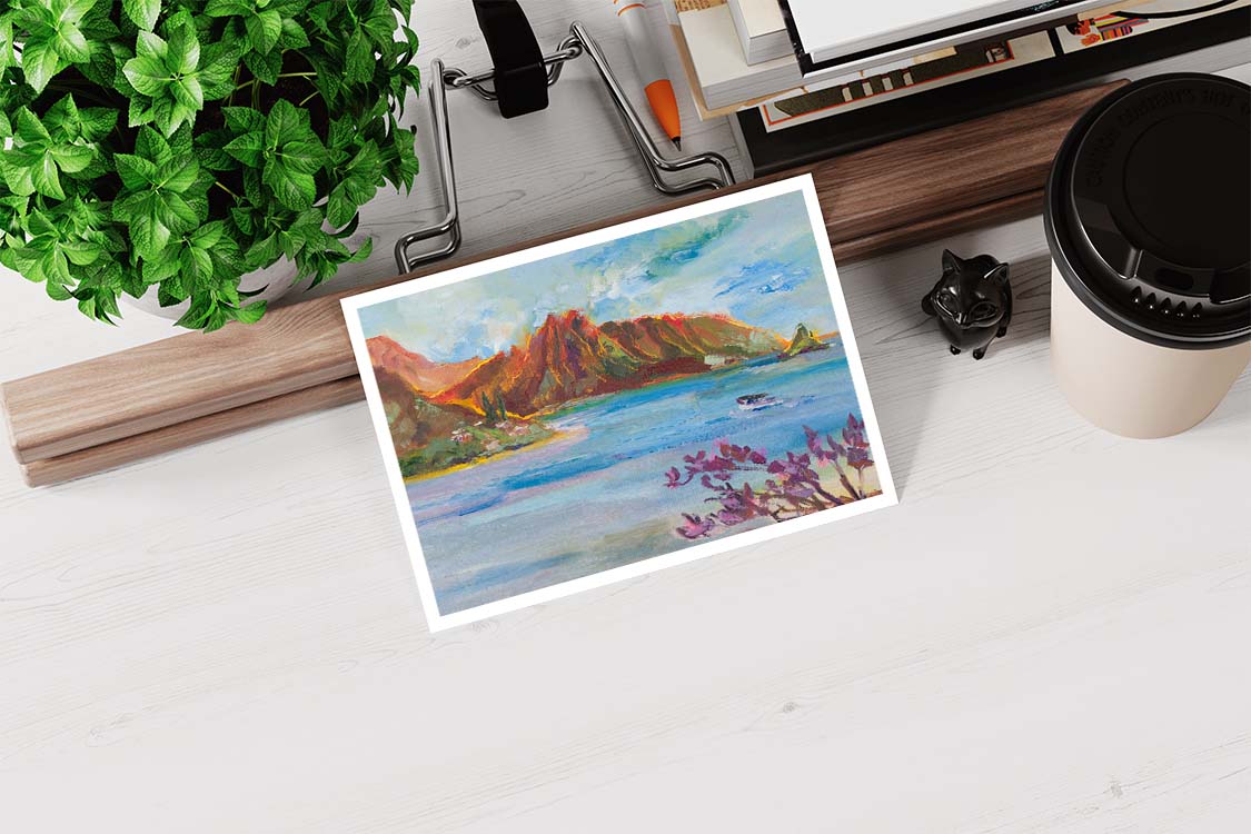 Pu'ukauai Mountain & He'eia Kea Boat Harbor - Postcard 4" x 6" - Kaneohe - Oahu - Hawaii