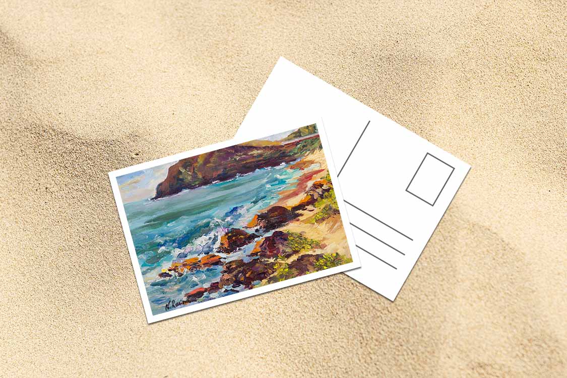 Makapuu Lighthouse & Cliff from the Beach Park - Postcard 4" x 6" - Windward & Waimanalo - Oahu - Hawaii