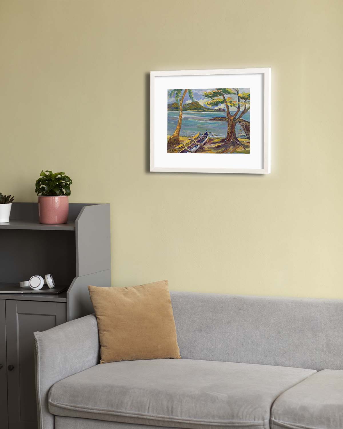 Hawaiian Poster - Diamond Head Volcano from Kahanamoku Beach - Print 11” x 14” - Waikiki Honolulu - Oahu - Hawaii