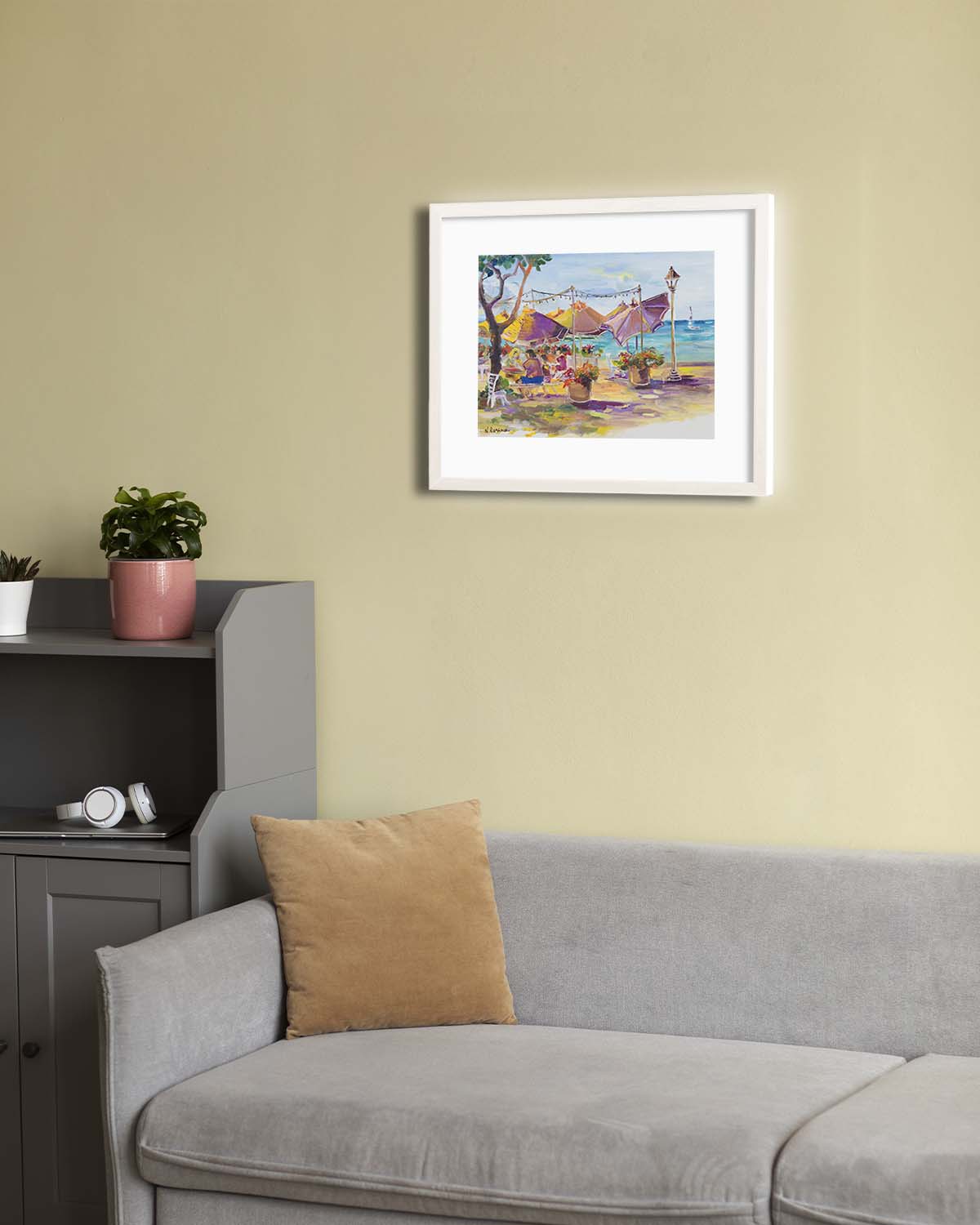 Hawaiian Poster - Umbrellas At Barefoot Beach Cafe - Print 11” x 14” - Honolulu Waikiki - Oahu - Hawaii