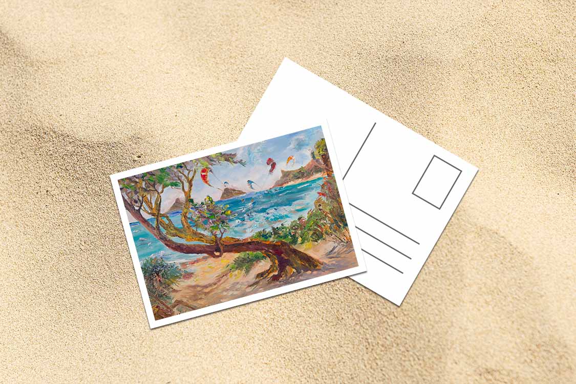 Mokulua Islands & Lanikai from Kalama Beach Park - Postcard 4" x 6" - Kailua - Oahu - Hawaii