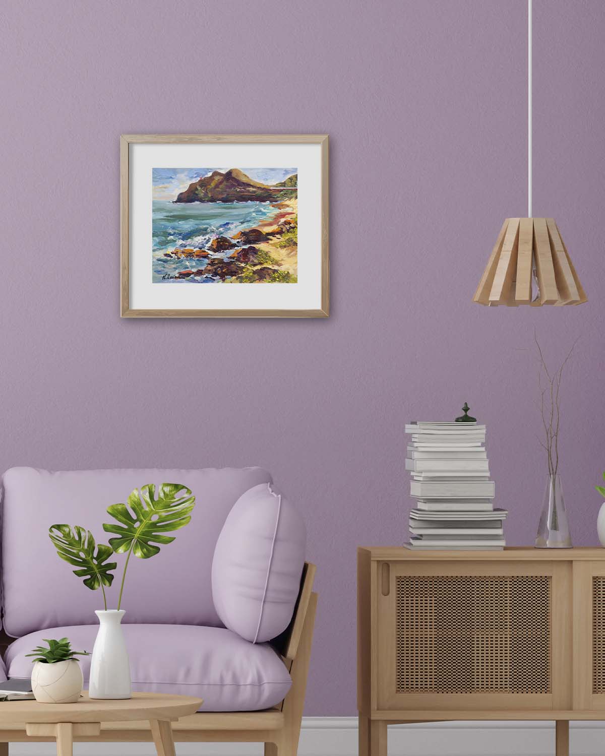 Hawaiian Poster - Makapuu Lighthouse & Cliff from the Beach Park - Print 11” x 14” - Honolulu Windward - Oahu - Hawaii
