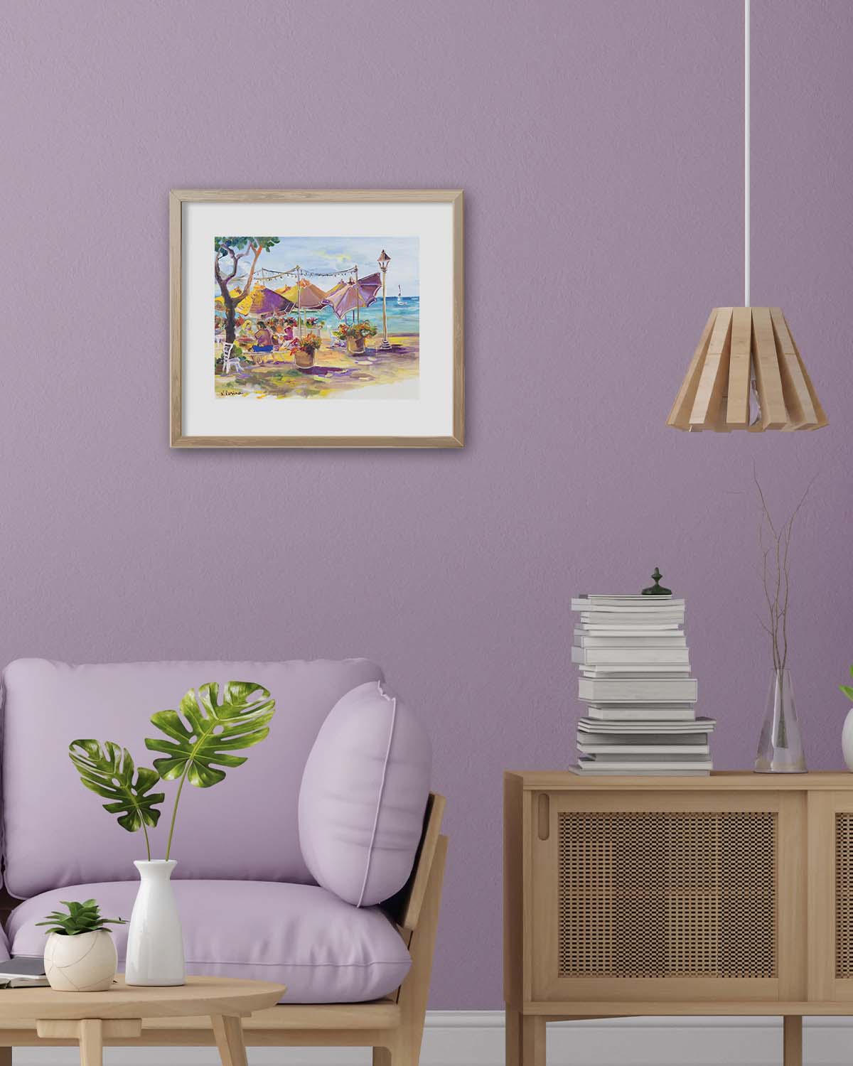 Hawaiian Poster - Umbrellas At Barefoot Beach Cafe - Print 11” x 14” - Honolulu Waikiki - Oahu - Hawaii