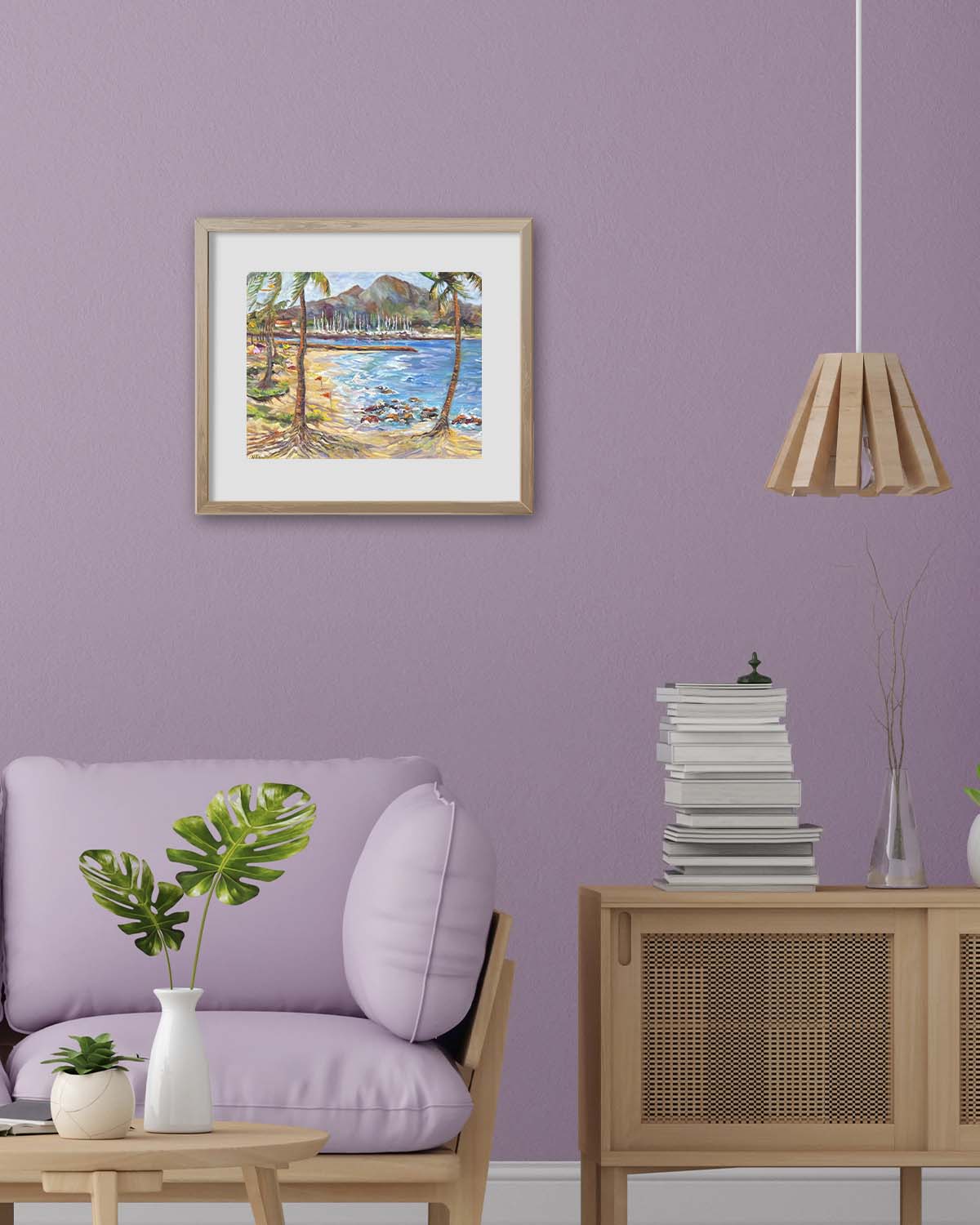 Hawaiian Poster - Haleiwa Beach Park view on Harbor & Alii Beach - Print 11” x 14” - North Shore - Oahu - Hawaii