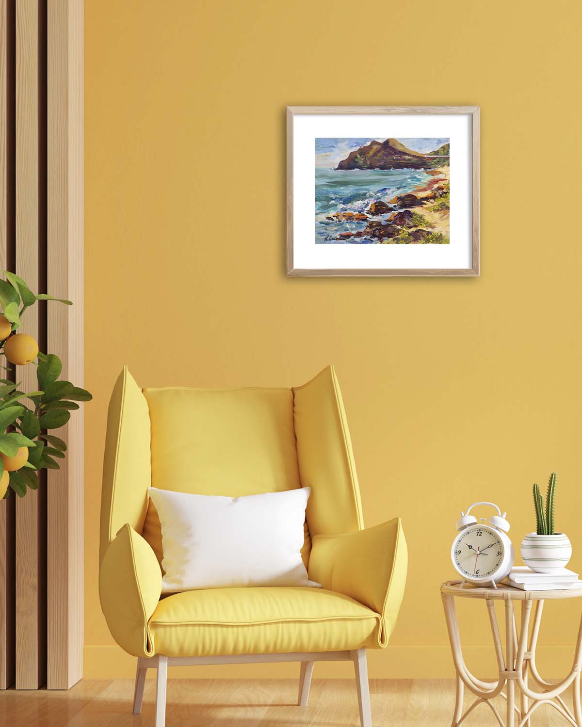 Hawaiian Poster - Makapuu Lighthouse & Cliff from the Beach Park - Print 11” x 14” - Honolulu Windward - Oahu - Hawaii