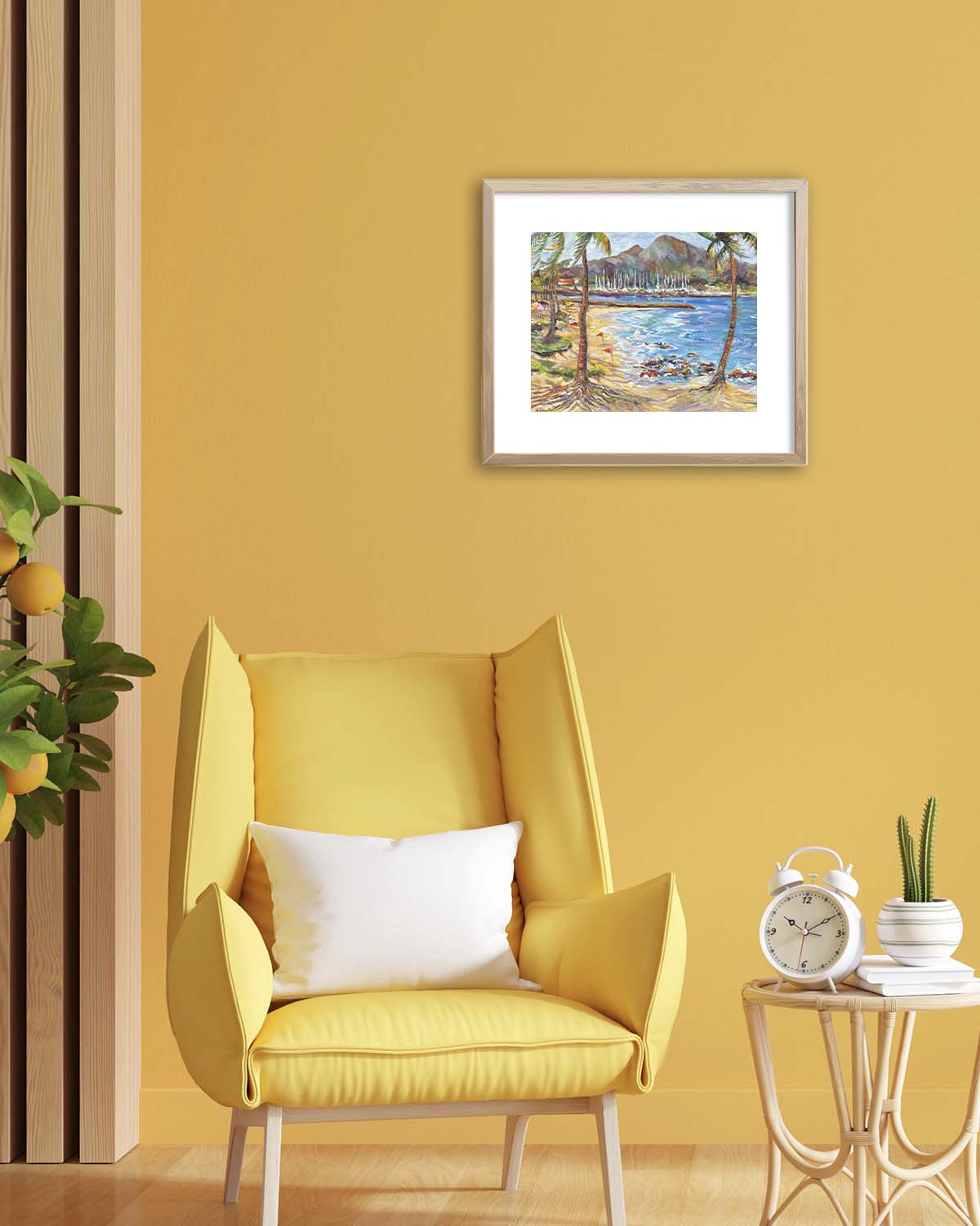 Hawaiian Poster - Haleiwa Beach Park view on Harbor & Alii Beach - Print 11” x 14” - North Shore - Oahu - Hawaii