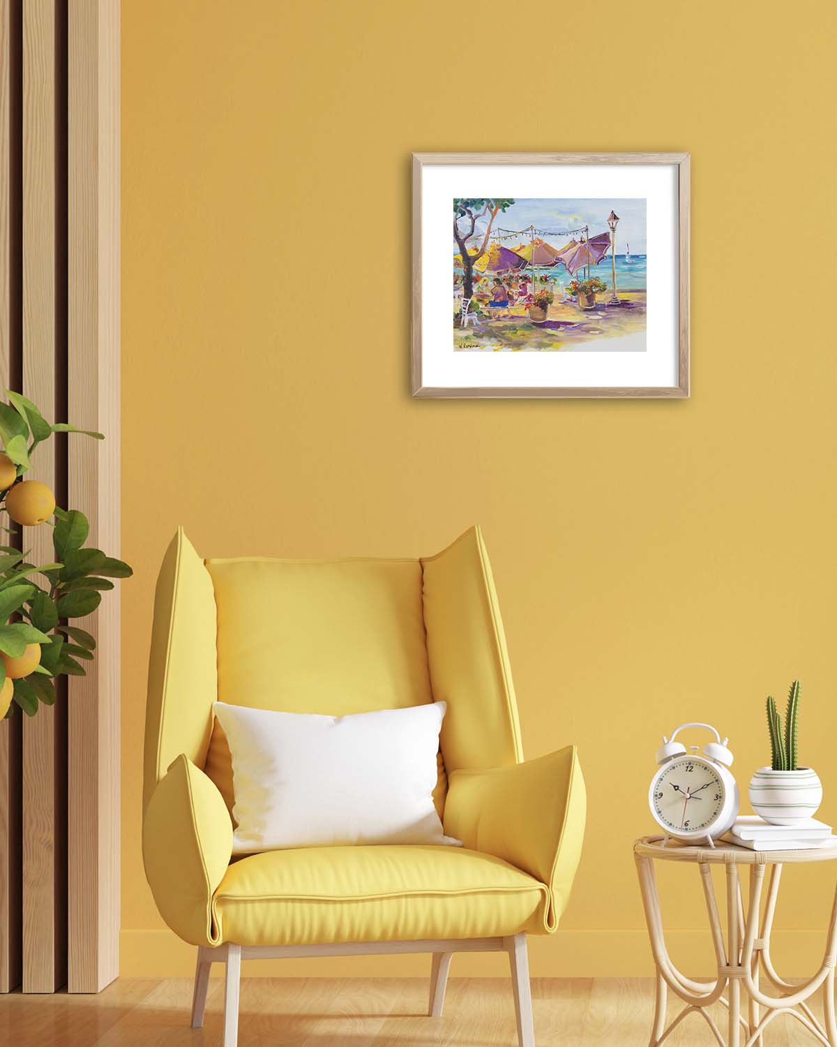 Hawaiian Poster - Umbrellas At Barefoot Beach Cafe - Print 11” x 14” - Honolulu Waikiki - Oahu - Hawaii