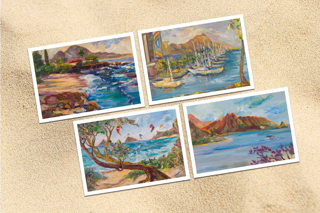 Pu'ukauai Mountain & He'eia Kea Boat Harbor - Postcard 4" x 6" - Kaneohe - Oahu - Hawaii