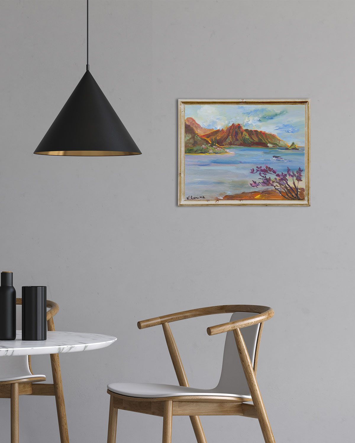 Pu'ukauai Mountain & He'eia Kea Boat Harbor - Oil Painting 14" x 11" - Kaneohe - Oahu - Hawaii