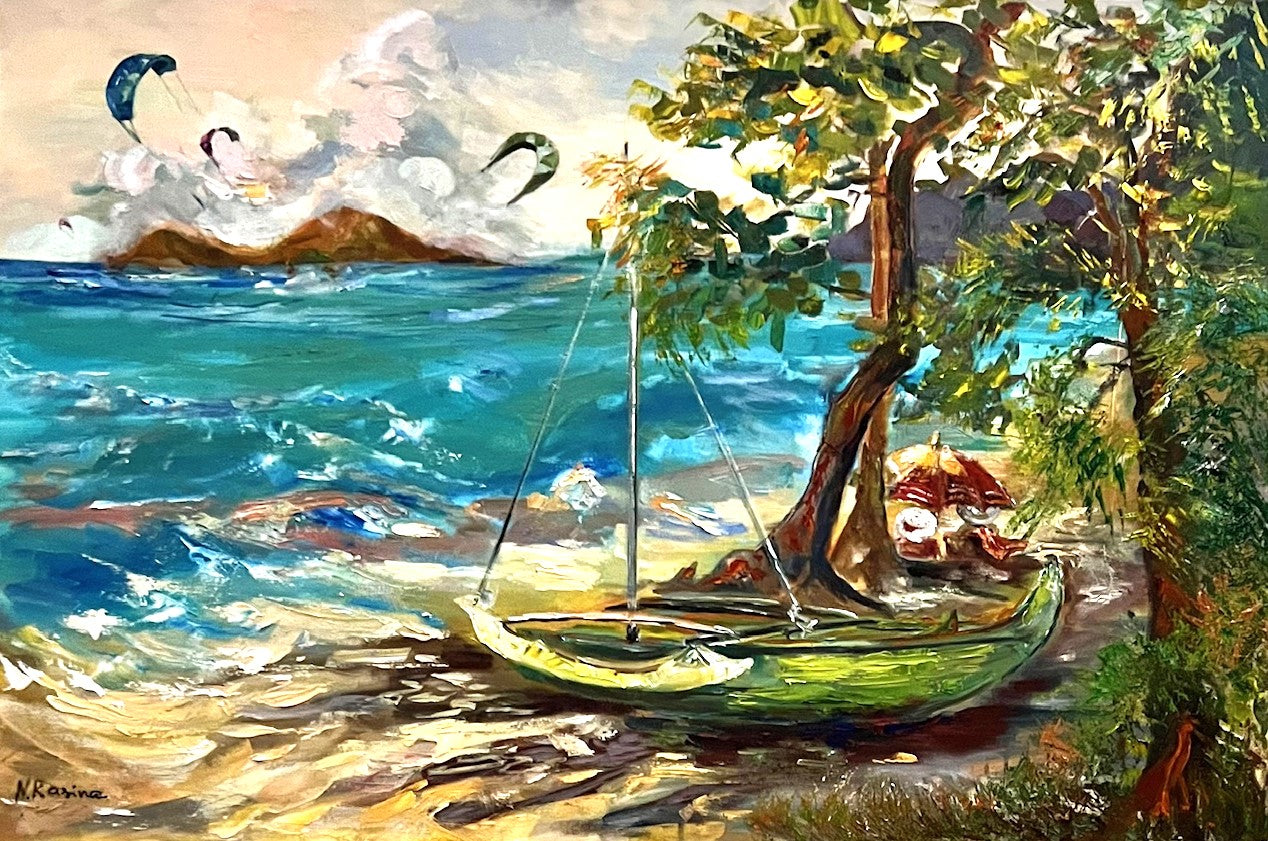 Sunlit horizons - Hawaiian landscape - Oil painting art original