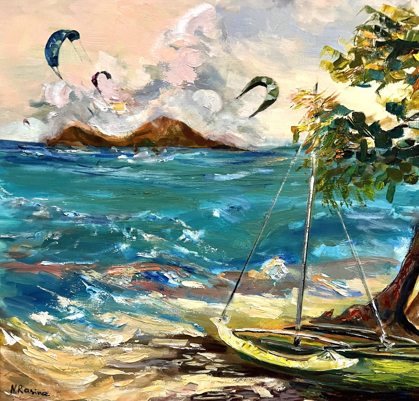 Sunlit horizons - Hawaiian landscape - Oil painting art original