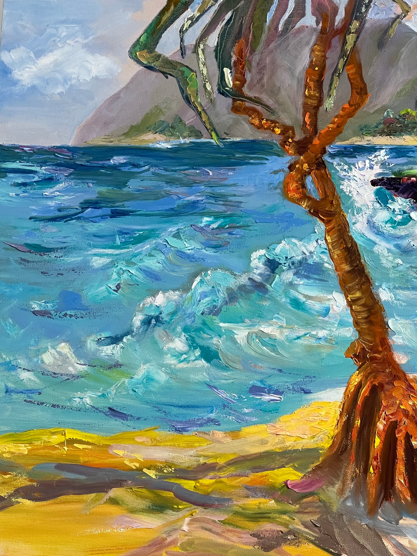 Running Trees - Big canvas oil painting original - Hawaiian landscape