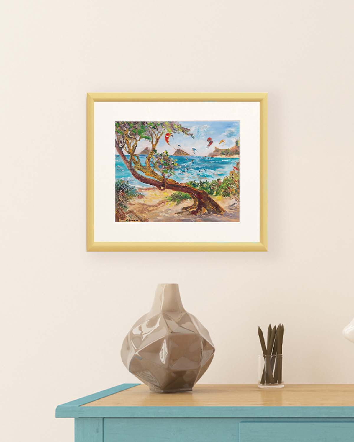 Mokulua Islands & Lanikai from Kalama Beach Park - Print 8.5" x 11.0" - Kailua - Oahu - Hawaii
