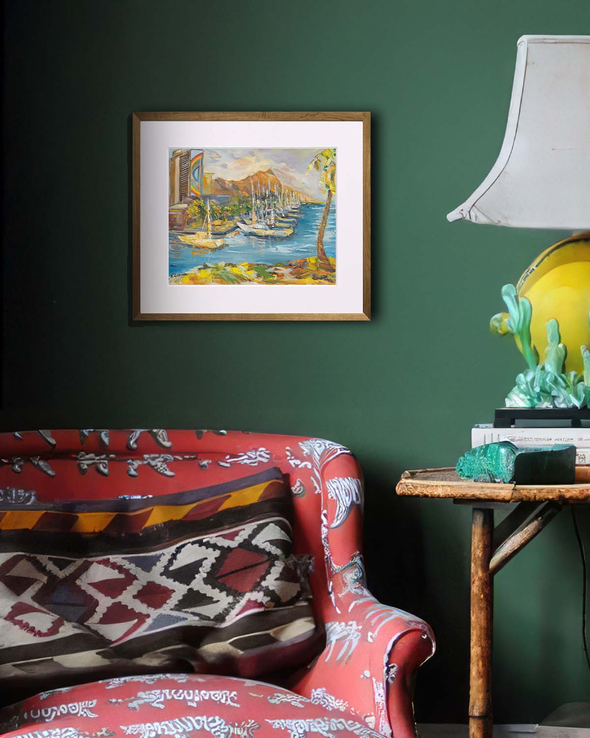 Waikiki & Diamond Head Volcano from Ala Wai Boat Harbor - Print 8.5" x 11.0" - Honolulu - Oahu - Hawaii