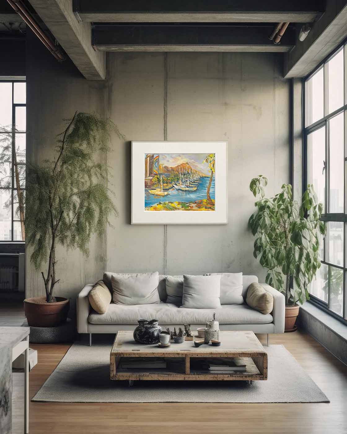 Waikiki & Diamond Head Volcano from Ala Wai Boat Harbor - Print 8.5" x 11.0" - Honolulu - Oahu - Hawaii