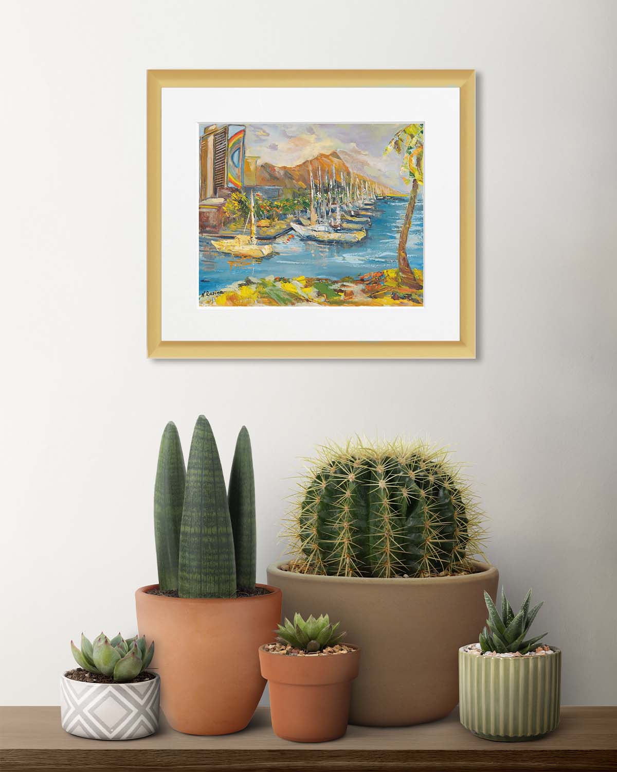 Waikiki & Diamond Head Volcano from Ala Wai Boat Harbor - Print 8.5" x 11.0" - Honolulu - Oahu - Hawaii