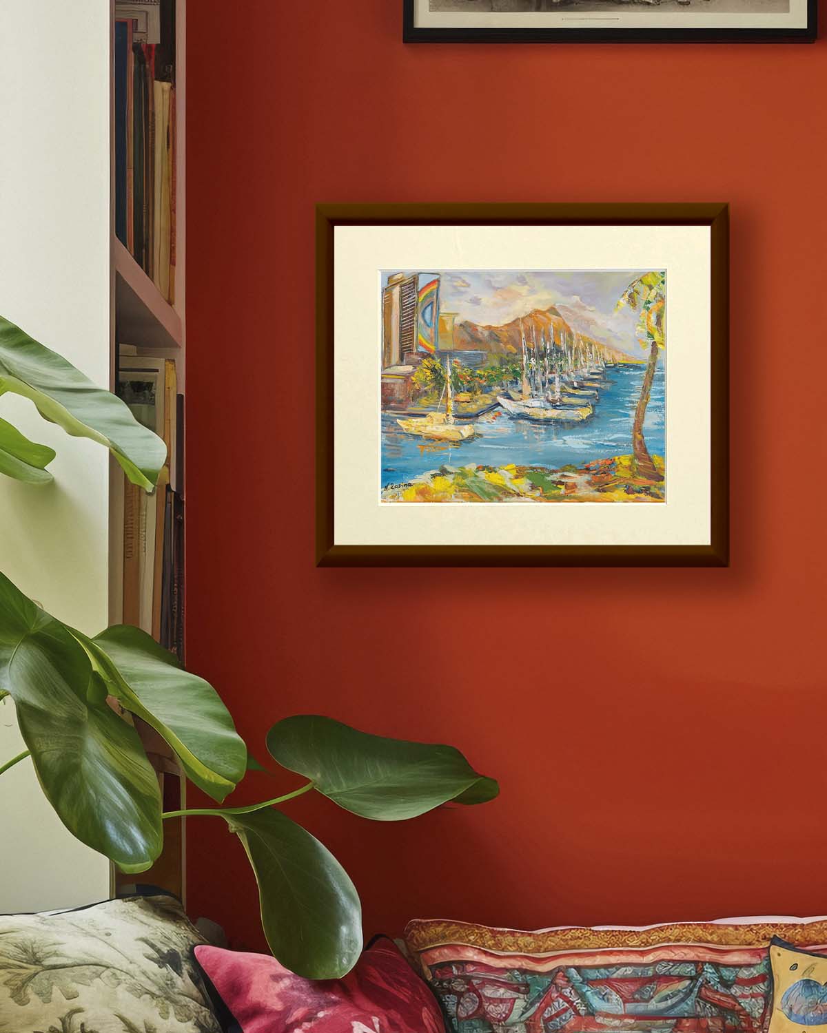 Waikiki & Diamond Head Volcano from Ala Wai Boat Harbor - Print 8.5" x 11.0" - Honolulu - Oahu - Hawaii