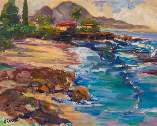 Hawaiian Landscape -  Oil Painting Original - Tropical beach