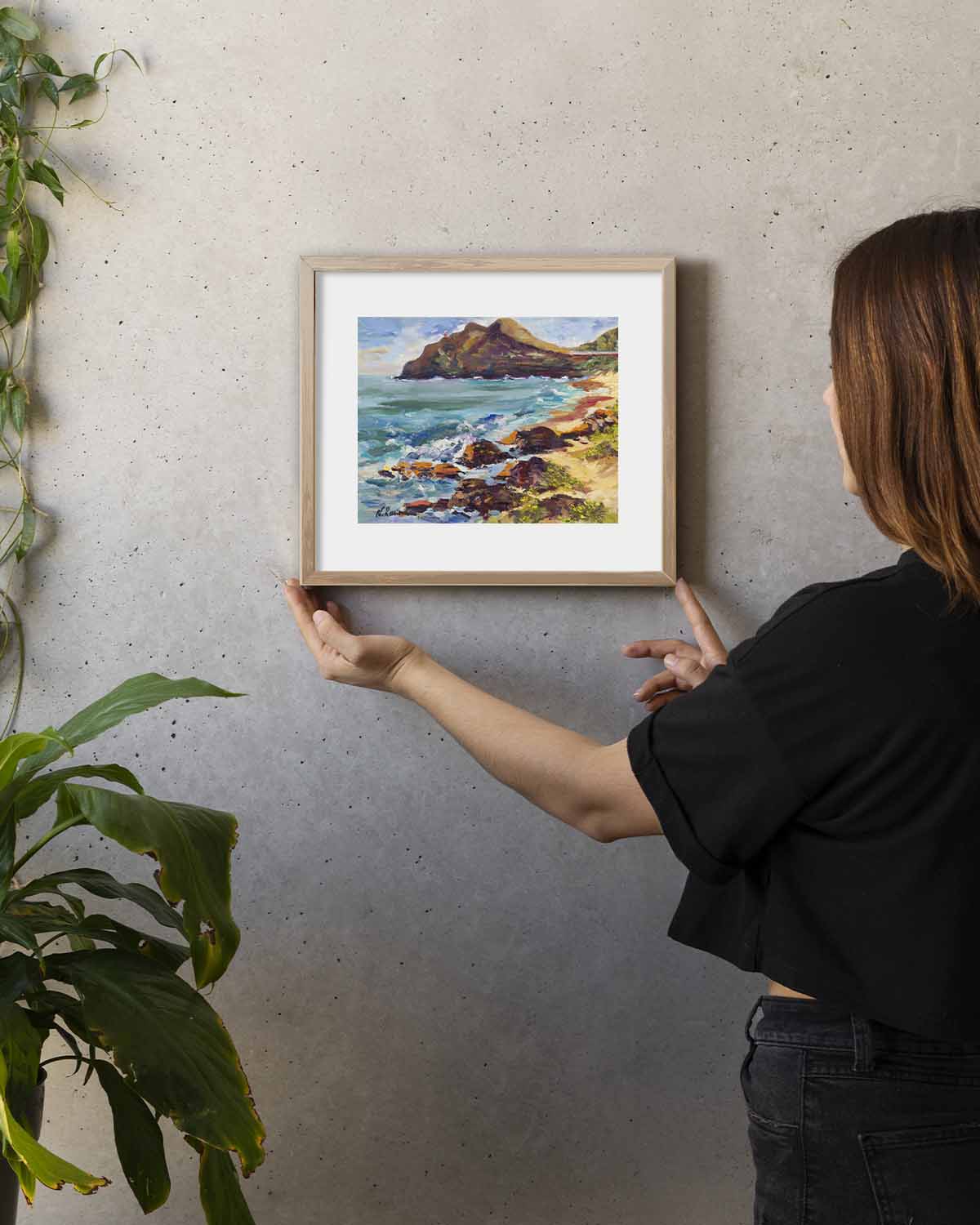 Makapuu Lighthouse & Cliff from the Beach Park - Print 8.5" x 11.0" - Honolulu Windward - Oahu - Hawaii