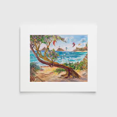 Hawaiian Poster - Mokulua Islands & Lanikai from Kalama Beach Park - Print 11” x 14” - Kailua - Oahu - Hawaii