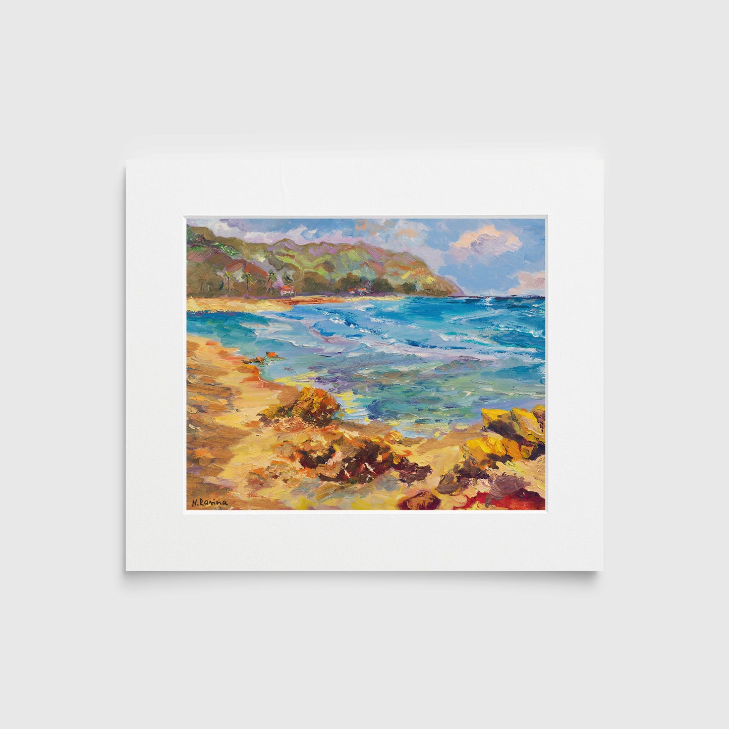 Azure Embrace - Oil Original Painting -  Hawaiian Coastal Cliffs - Wall art décor