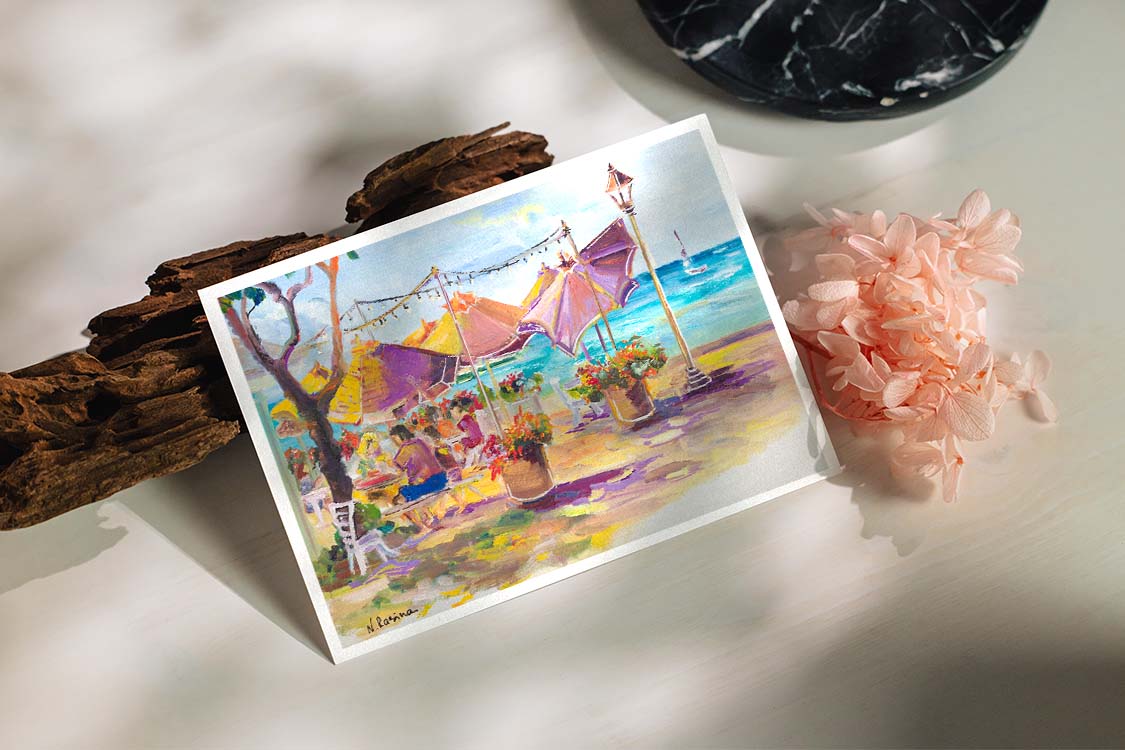 Waikiki Beach Cafe - Postcard 4" x 6" - Honolulu - Oahu - Hawaii