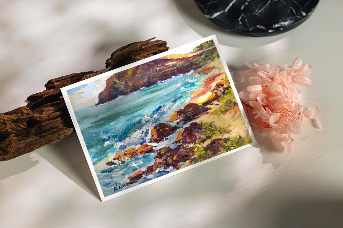 Makapuu Lighthouse & Cliff from the Beach Park - Postcard 4" x 6" - Windward & Waimanalo - Oahu - Hawaii