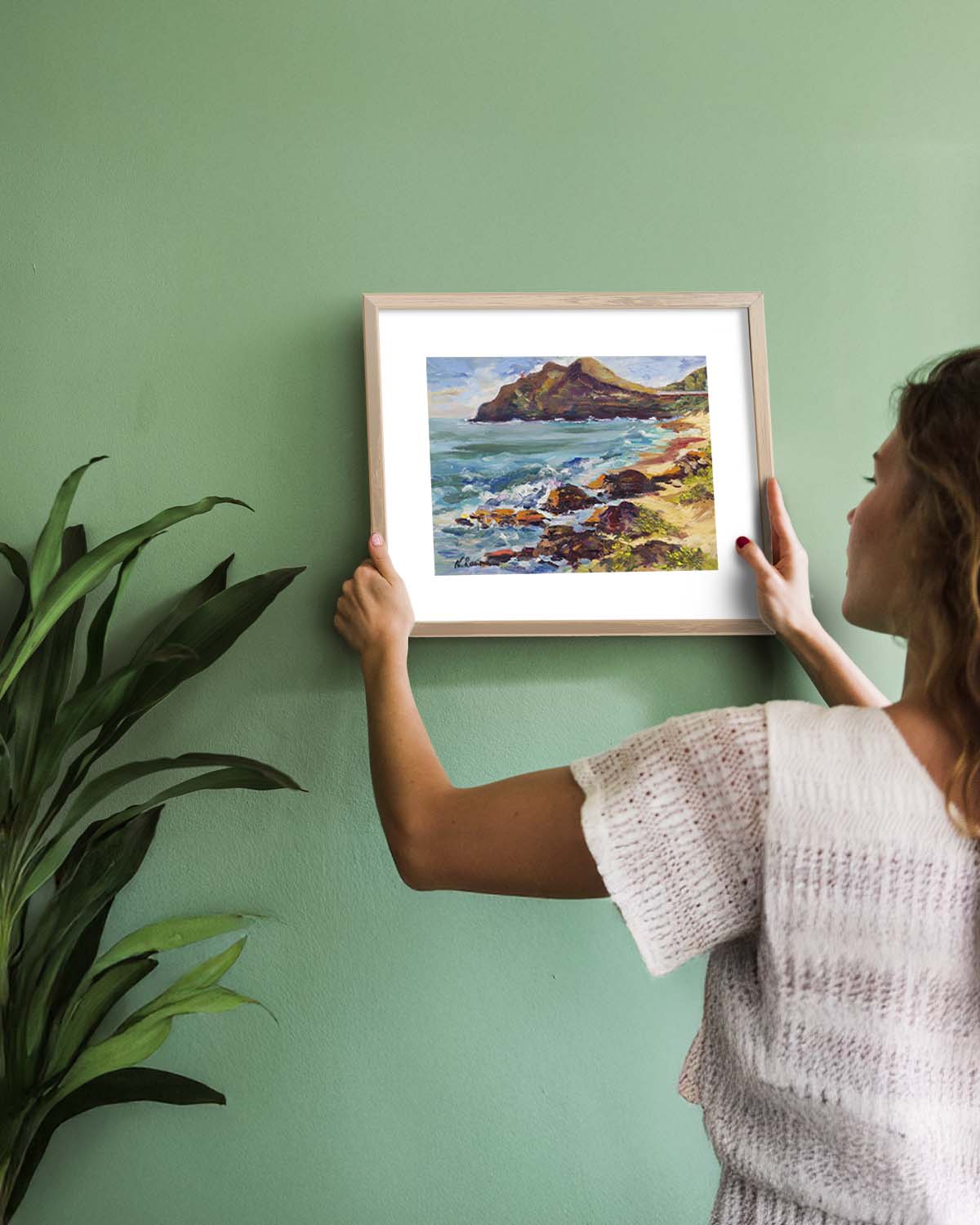 Makapuu Lighthouse & Cliff from the Beach Park - Print 8.5" x 11.0" - Honolulu Windward - Oahu - Hawaii