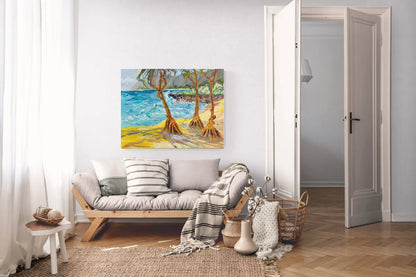 Running Trees - Big canvas oil painting original  - Hawaiian landscape