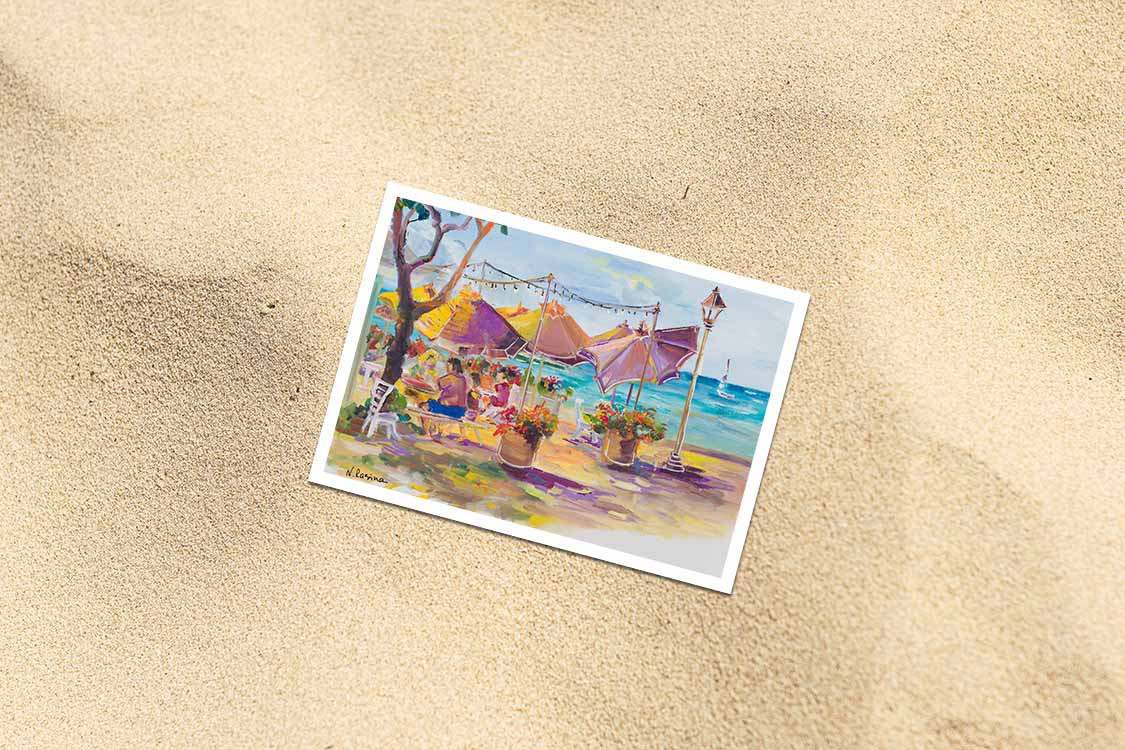 Waikiki Beach Cafe - Postcard 4" x 6" - Honolulu - Oahu - Hawaii