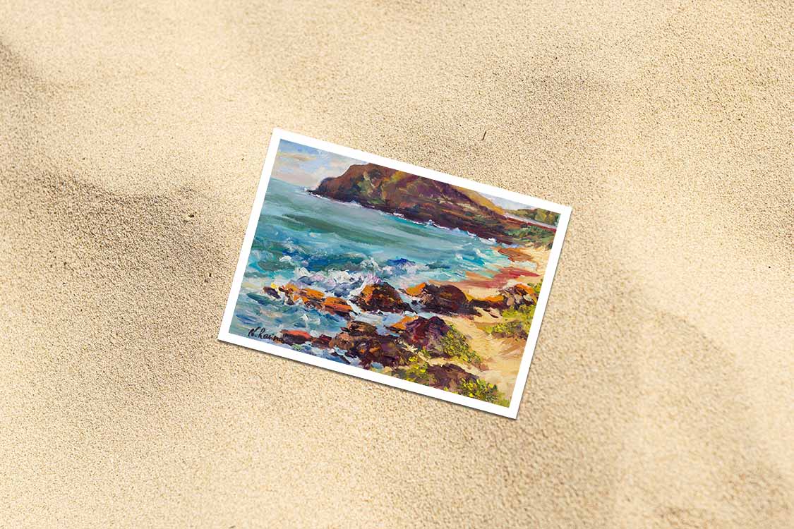 Makapuu Lighthouse & Cliff from the Beach Park - Postcard 4" x 6" - Windward & Waimanalo - Oahu - Hawaii