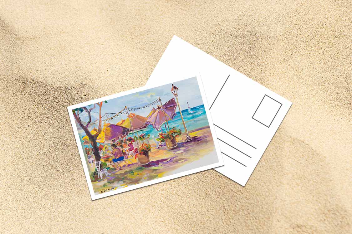 Waikiki Beach Cafe - Postcard 4" x 6" - Honolulu - Oahu - Hawaii