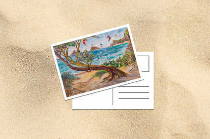 Mokulua Islands & Lanikai from Kalama Beach Park - Postcard 4" x 6" - Kailua - Oahu - Hawaii
