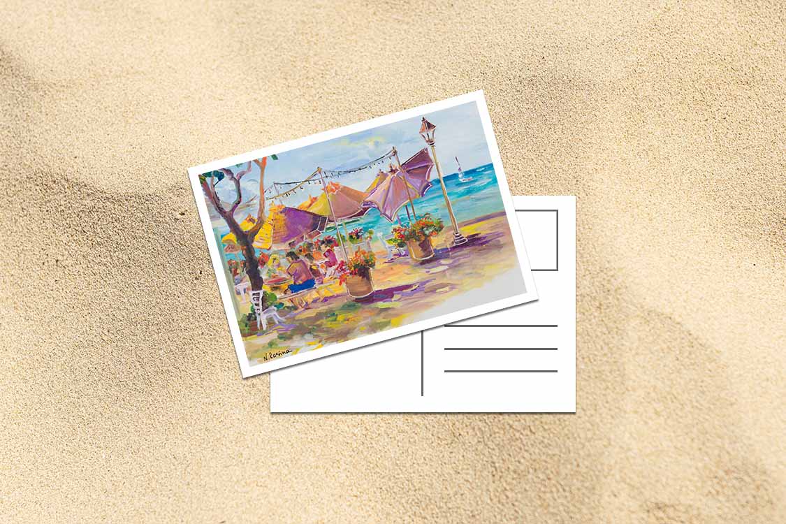 Waikiki Beach Cafe - Postcard 4" x 6" - Honolulu - Oahu - Hawaii