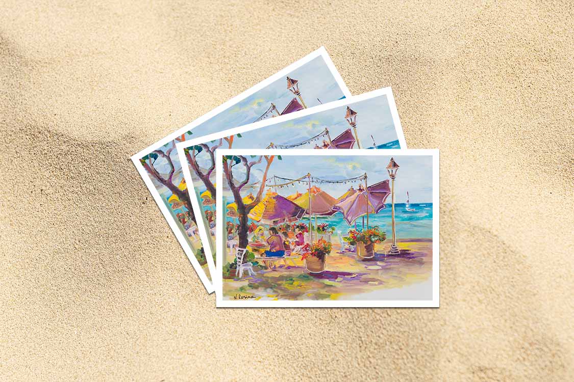 Waikiki Beach Cafe - Postcard 4" x 6" - Honolulu - Oahu - Hawaii