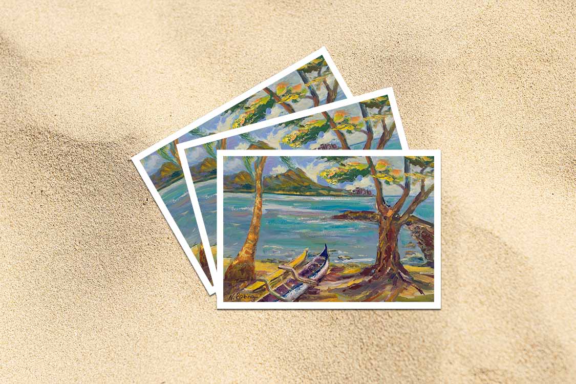 Diamond Head Volcano from Kahanamoku Beach - Postcard 4" x 6" - Honolulu - Oahu - Hawaii