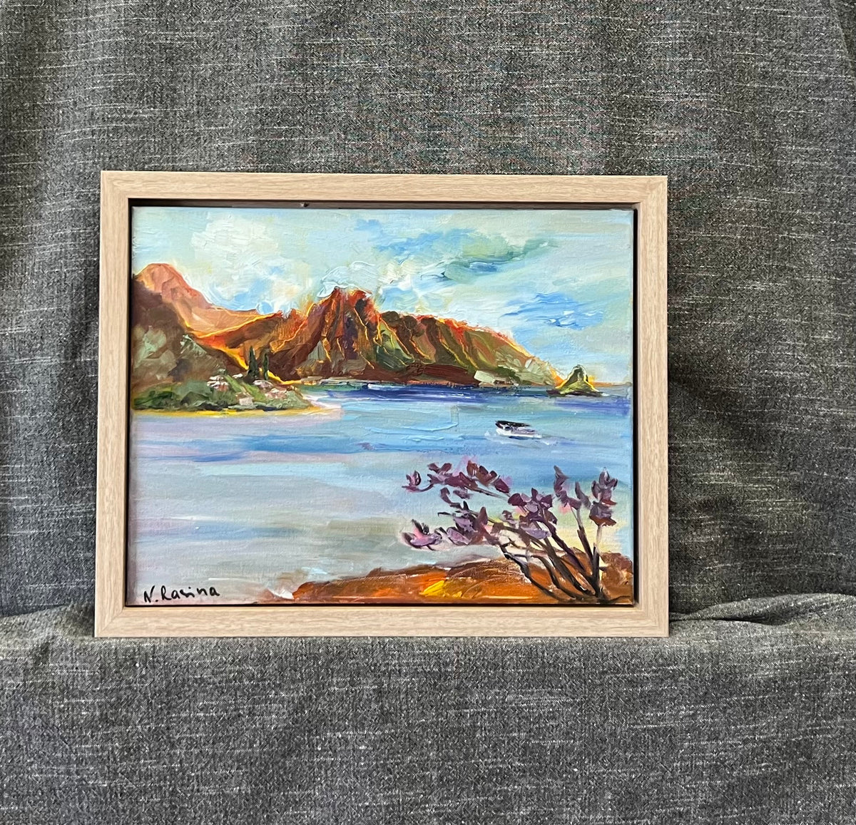Pu'ukauai Mountain & He'eia Kea Boat Harbor - Oil Painting 14" x 11" - Kaneohe - Oahu - Hawaii