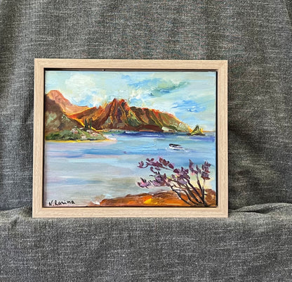 Pu'ukauai Mountain & He'eia Kea Boat Harbor - Oil Painting 14" x 11" - Kaneohe - Oahu - Hawaii