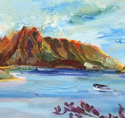 Pu'ukauai Mountain & He'eia Kea Boat Harbor - Oil Painting 14" x 11" - Kaneohe - Oahu - Hawaii