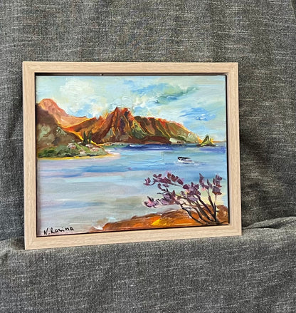 Pu'ukauai Mountain & He'eia Kea Boat Harbor - Oil Painting 14" x 11" - Kaneohe - Oahu - Hawaii