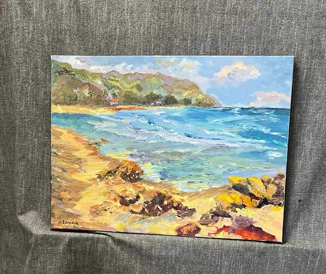 Azure Embrace - Oil Original Painting -  Hawaiian Coastal Cliffs - Wall art décor